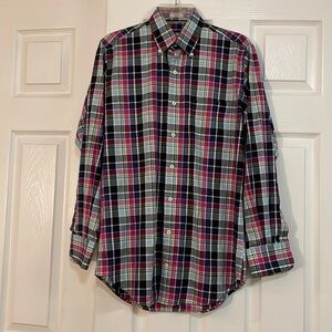 Peter Millar Nanoluxe Shirt Men’s plaid Long Sleeve Cotton Button Down small.